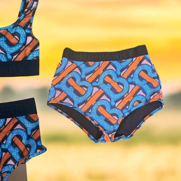Burberry Blue Monogram Bikini Bottoms - Picture 1 of 4
